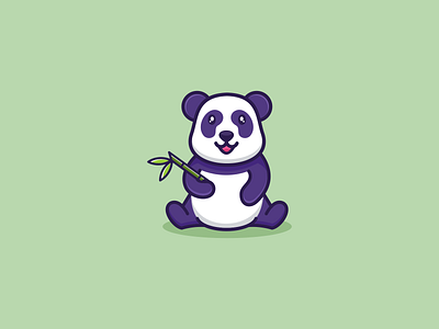 Cute Panda Bamboo Logo
