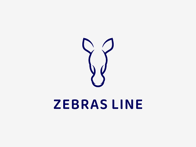 line zebras head logo design