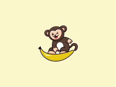 Monkey cute concept logo design app branding cartoon cute design graphic design illustration logo monkey typography ui ux vector