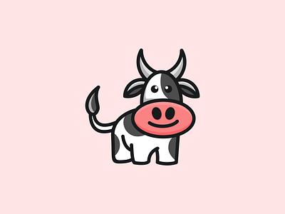 Cute cow concept logo design app branding cartoon cow design graphic design illustration logo typography ui ux vector
