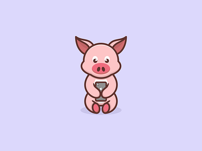 Cute pig concept logo design