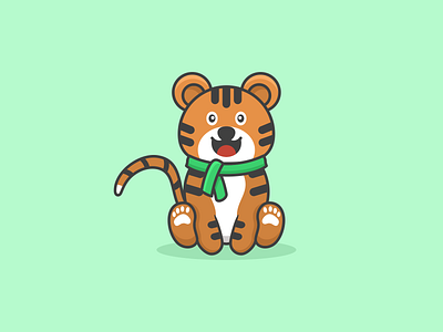 Cute Tiger concept logo design animal app branding cartoon cute design graphic design illustration logo tiger typography ui ux vector
