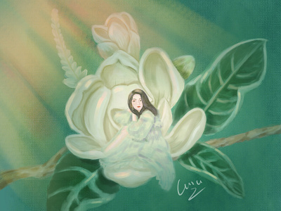 Jasmine girl girl green illustration