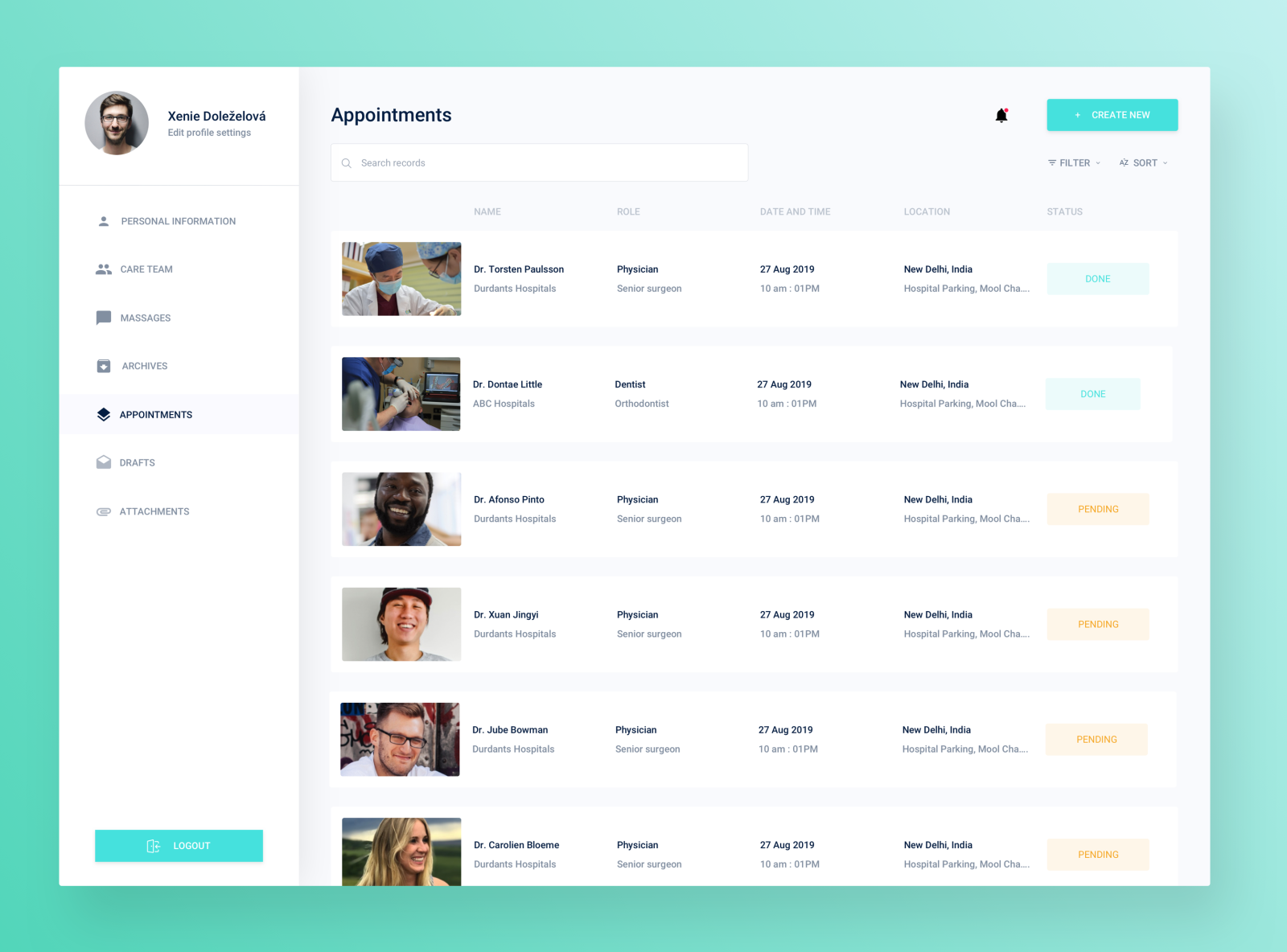 Medical appointment dashboard by A S I R I 🥤 on Dribbble