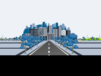 Roadway and City Illustration illustration