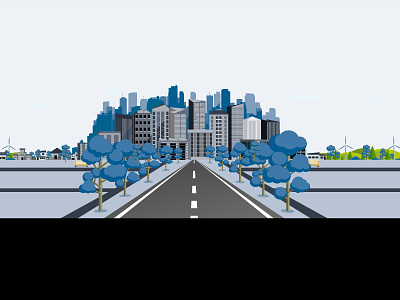 Roadway and City Illustration