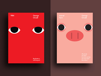 George Orwell's 1984, Animal Farm Posters ".ai" art design free freebie layout minimal poster posters print red