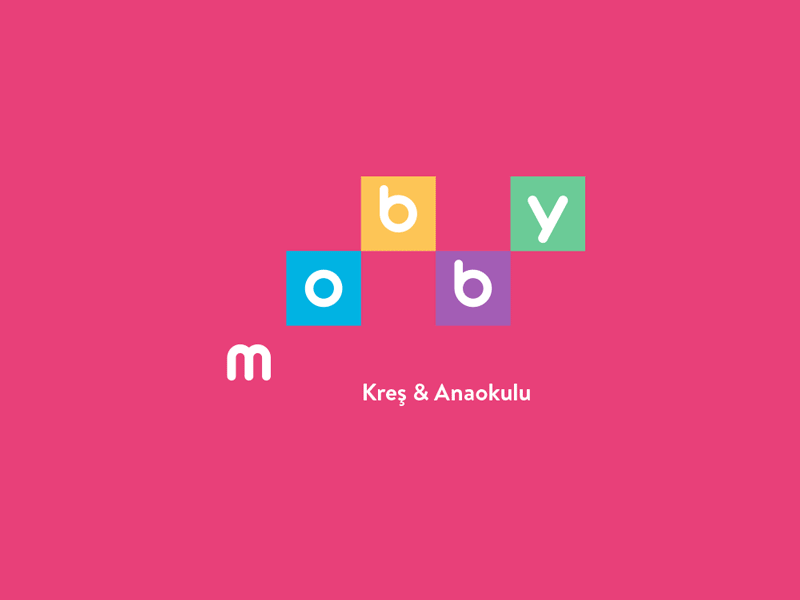 Mobby Kindergarten Logo animation branding design gif logo typography