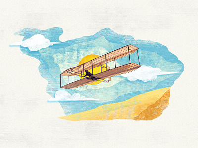 Glider of Wright Brothers graphic illustration motion plane sky