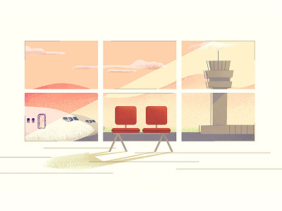 Airport waiting room airport color design graphic illustration motion scene