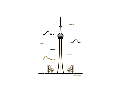 Toronto, Canada - CN Tower architecture canada city cn tower design flat graphic design icon illustration landmark lineart minimalism toronto travel