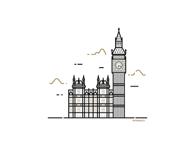 London, England - Big Ben architecture big ben city design england flat graphic design icon illustration landmark lineart london minimalism travel