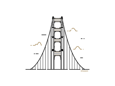 San Francisco, California, USA - Golden Gate Bridge architecture california city design flat golden gate bridge graphic design icon illustration landmark lineart minimalism san francisco travel usa