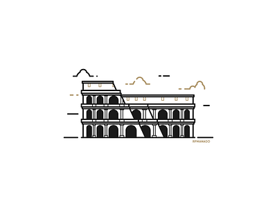 Rome, Italy - Colosseum architecture city colosseum design flat graphic design icon illustration italy landmark lineart minimalism rome travel