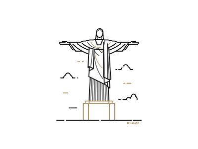 Rio de Janeiro, Brazil - Christ the Redeemer architecture brazil christ the redeemer city design flat graphic design icon illustration landmark lineart minimalism rio de janeiro travel