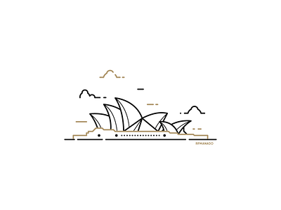 Sydney, Australia - Opera House architecture australia city design flat graphic design icon illustration landmark lineart minimalism opera house sydney travel