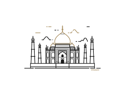 Agra, India - Taj Mahal agra architecture city design flat graphic design icon illustration india landmark lineart minimalism taj mahal travel