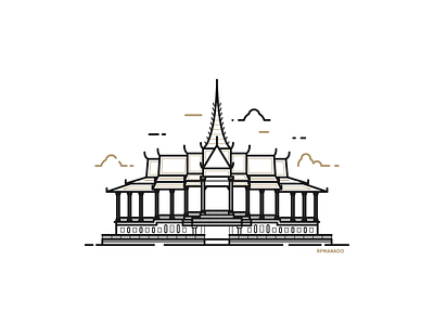 Phnom Penh, Cambodia - Royal Palace architecture cambodia city design flat graphic design icon illustration landmark lineart minimalism phnom penh royal palace travel