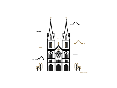 Ho Chi Minh City, Vietnam - Notre-Dame Cathedral of Saigon architecture city design flat graphic design ho chi minh city icon illustration landmark lineart minimalism notre dame cathedral of saigon travel vietnamese