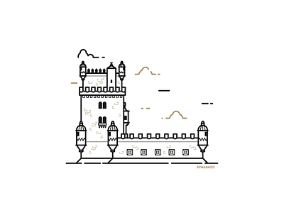 Lisbon, Portugal - Belem Tower architecture belem tower city design flat graphic design icon illustration landmark lineart lisbon minimalism portugal travel