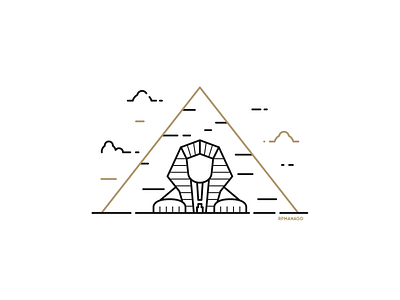 Cairo, Egypt - Pyramids of Giza and the Sphinx architecture cairo city design egypt flat graphic design icon illustration landmark lineart minimalism pyramids of giza sphinx travel