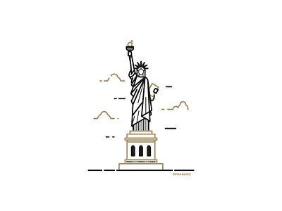 New York City, New York, USA - Statue of Liberty architecture city design flat graphic design icon illustration landmark lineart minimalism new york new york city nyc statue of liberty travel usa