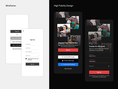News App Sign Up Exploration mobile news ui