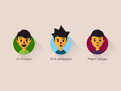 JS & PHP Developer, UX & webdesigner, Project manager characters color designer developer face icons illustration job manager wezeo