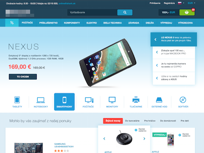 New e-shop design blue eshop mobile phone responsive shop simple white