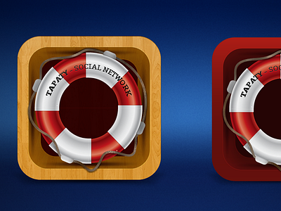 TAPATY - social network icons ios iphone red wood