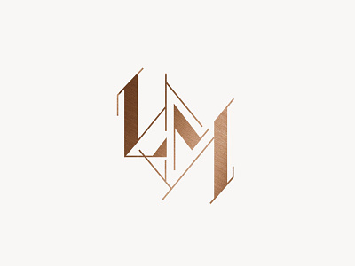 L.M. bronze initials logo design monogram sub mark