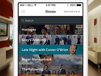 TV Shows app ios iphone mobile sort tv ui video