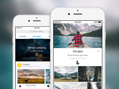 Galleries for iOS 500px app camera ios iphone photo photography