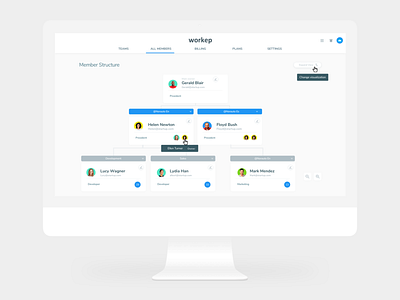 Workep - Members Structure mapping members membersmap minimal people project management simple structure ui ux white