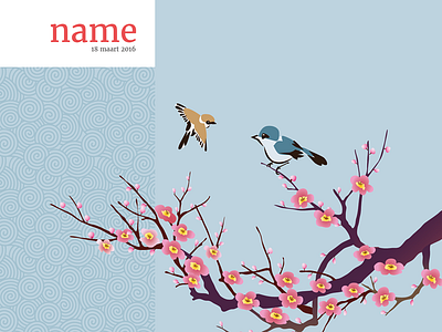 My sister is about to give birth to her second child birds birthcard cherryblossom illustration japanese typography