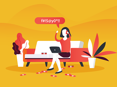The Cost of Bad Customer Service angry customer flat illustration nicereply satisfaction unhappy yellow