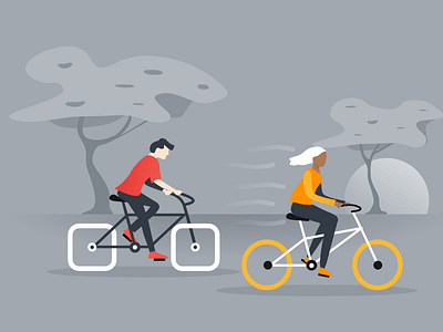 Increase Productivity bicycle bike biking cyclist duel grey illustration productivity