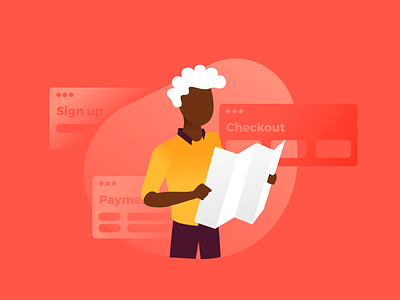 Customer Journey Mapping customer flat illustration journey mapping red