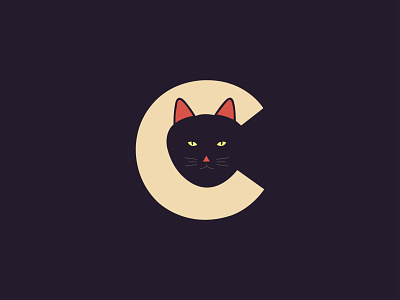 C For Cat. C Logo Concept with Cat Face