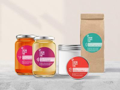 Labels for the products of the apiary branding design graphic design