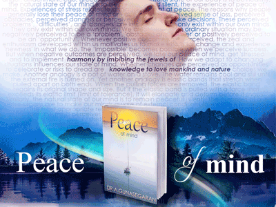Ebook advert, "peace of mind" blue book e book meditation mind mountain peace words