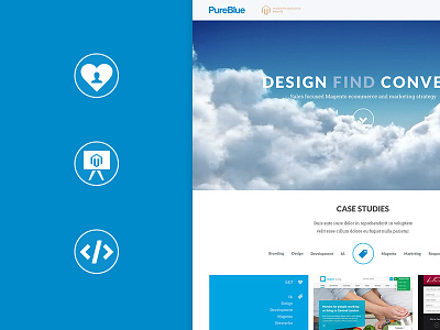 PureBlue agency blue flat design minimal website white