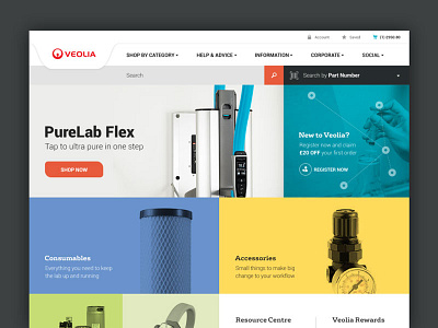 Veolia Water Homepage Concept b2b business commerce corporate grid homepage professional sharp web website