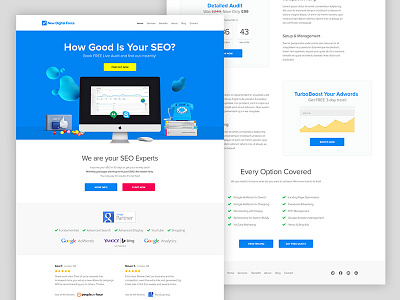 Simple SEO blue clean home page landing page web design website white