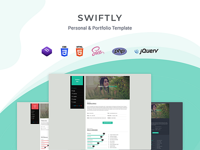 Swiftly - Personal & Portfolio Template cv designer freelancer html minimal one page personal portfolio programmer responsive vcard