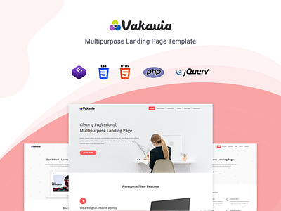 Vakavia - Multipurpose Landing Page Template bootstrap business corporate creative landing page launch marketing multipurpose product launch responsive startup