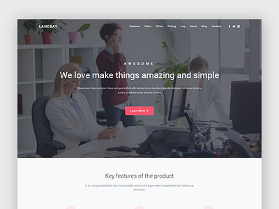 Landsay - Landing Page Template agency business corporate creative landing landing page launch marketing product launch startup startup landing page startup template