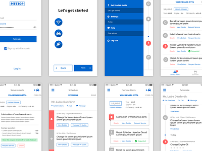 Pitstop list mobile onboarding ui ux