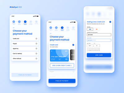 #dailyui 002 – a credit card checkout app concept credit card checkout daily ui dailyui design ecommerce figma progress bar shopping ui ux wizard