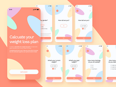 #dailyui 004 – a calculator app calculator concept daily ui dailyui design diet app figma fitness app onboarding process step by step steps ui wizard